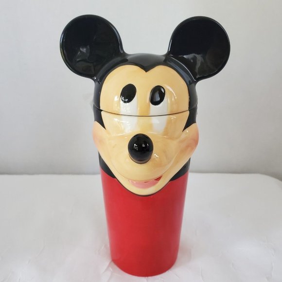 Mickey Mouse Head Mug Disney Theme Parks ceramic with lid, red cup - Picture 2 of 12